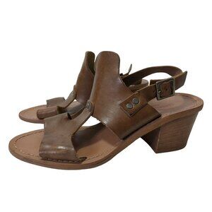 Barbara Barbieri Sandals Womens 6 Brown Leather‎ Heel Open Toe Ankle Strap
